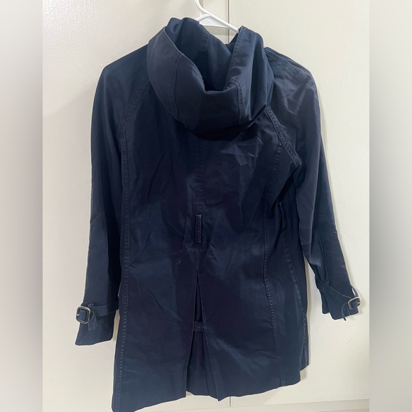 J Crew Trench Coat Navy Belvedere Swing Rain Military Zip Button Jacket Size 0 - Picture 7 of 9
